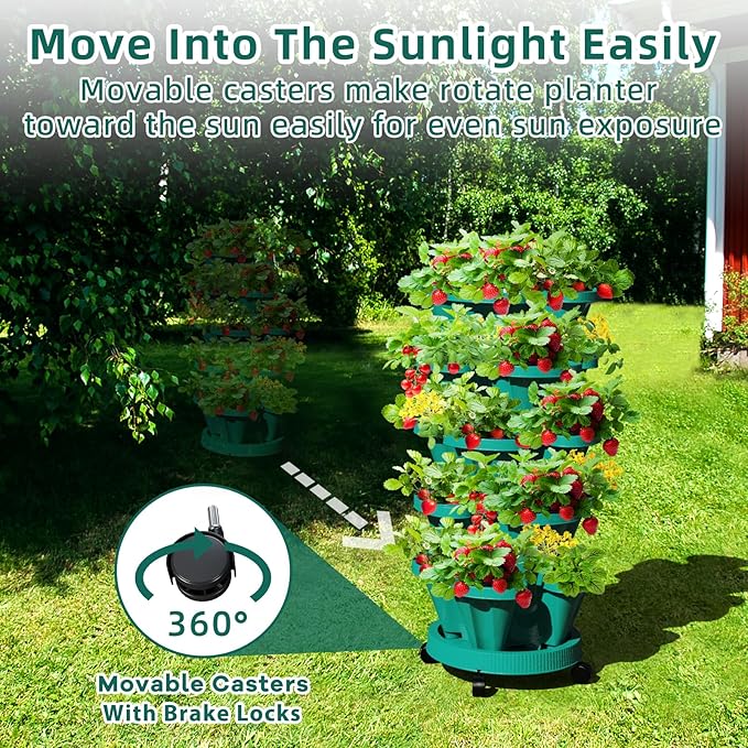 Strawberry Vertical Planters Tower Garden 2 Pack, 7 Tiered Stacking Herb - Image 2