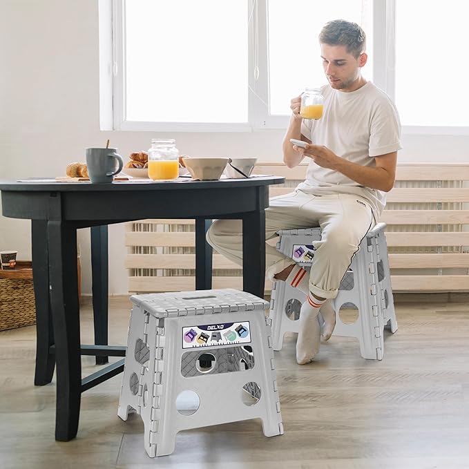 Delxo Folding Step Stool, 13 inch Non-Slip Foldable Stools - Image 3