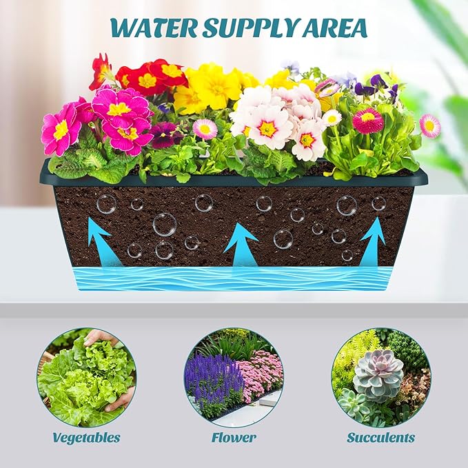 CADUKE 2 Pack Railing Planter Boxes Railing Flower Box - Image 9