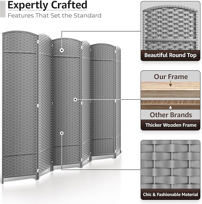 Sorbus 6 Panel Room Divider 6 ft. Tall - Image 3