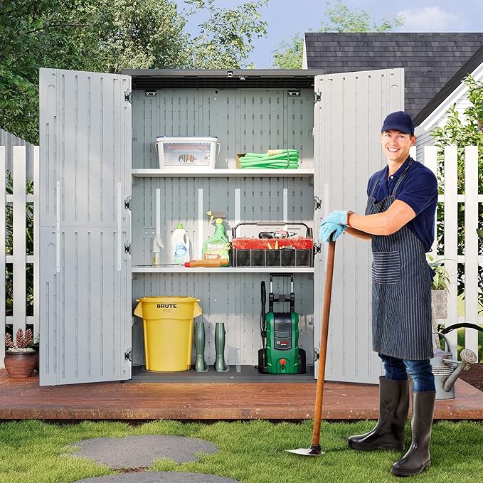 Aoxun White Resin Outdoor Storage Shed - Image 7