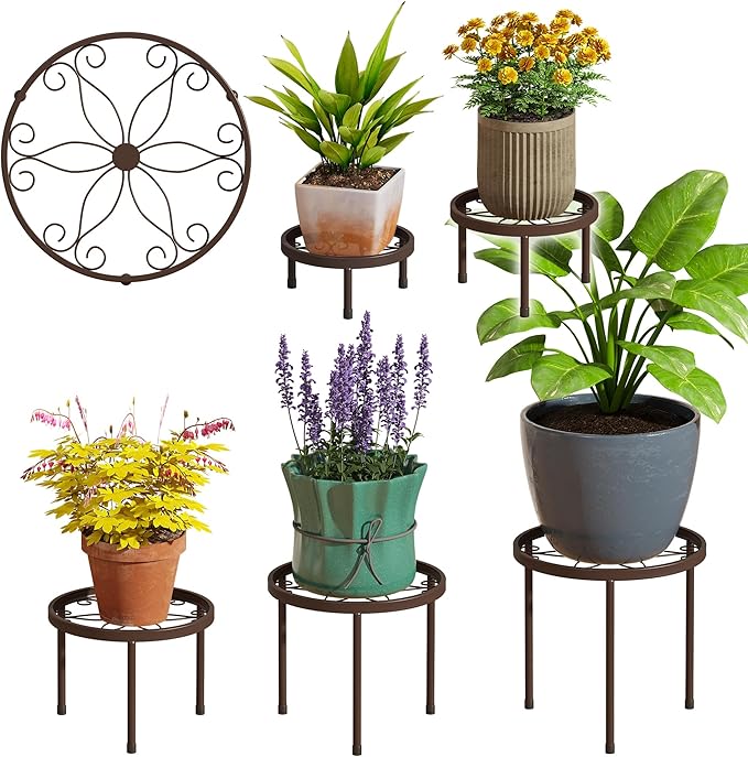 Plant Stand Indoor Outdoor 5 Pack Heavy Duty Metal Stand Multiple Plants by FILWH