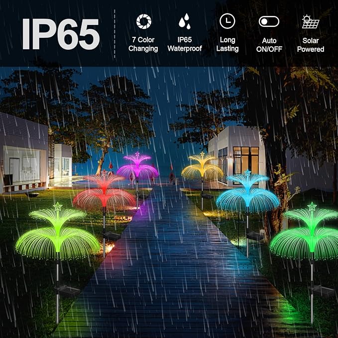 Solar Garden Lights 3 Pack New Upgraded Solar Lights Outdoor Waterproof 7 Color - Image 6