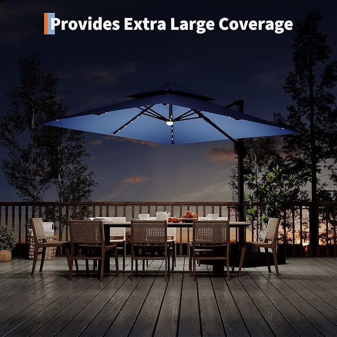 Garvee 10 ft Solar Lights Cantilever Patio Umbrella - Image 2