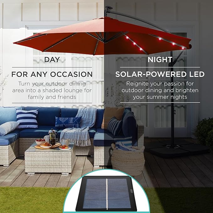 Best Choice Products 10ft Solar LED Offset Cantilever Hanging Market Patio - Image 3