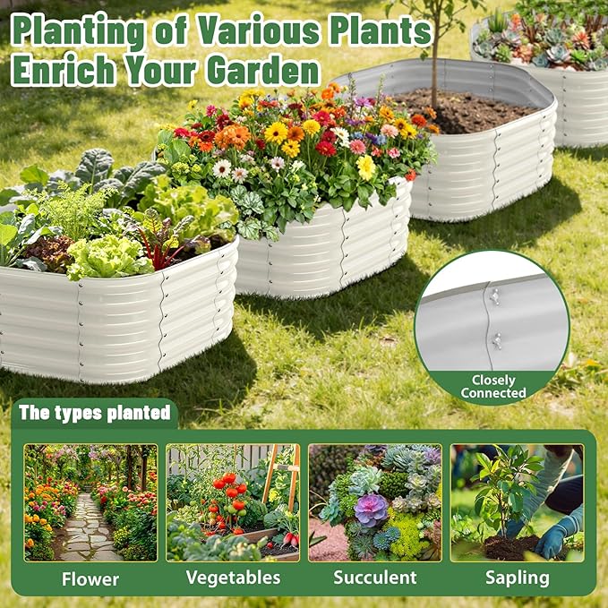Hexagon Raised Garden Bed, 48 Inch Diagonal & 16.5 Inch Tall, Galvanized Steel - Image 6