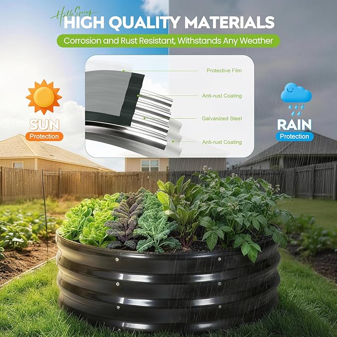 ZORMY Galvanized Raised Garden Bed Outdoor, Round Metal Planter Boxes 2 Pcs - Image 4