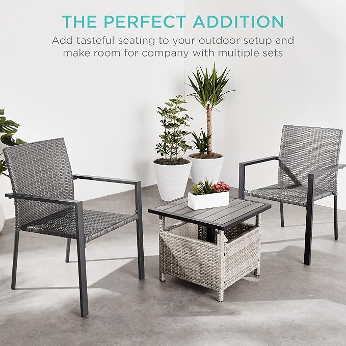 Best Choice Products Set of 2 Stackable Outdoor Wicker Dining Chairs - Image 7