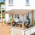 AECOJOY 14' x 10' Gazebo for Patio, Wood Grain Hard Top Lean to Gazebo Pergola by AECOJOY