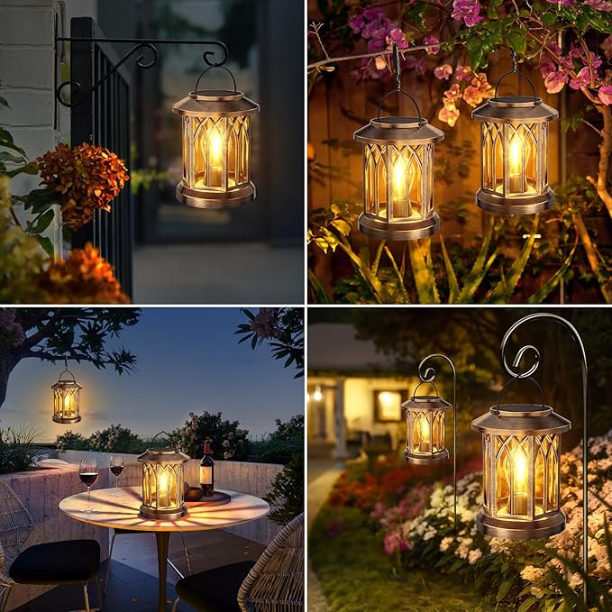 WdtPro Solar Lanterns Outdoor Lights, 2 Pack Bright Lanterns Outdoor Waterproof - Image 7