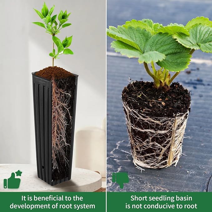 50 Pcs 12" Tall Tree Pots Plastic Deep Nursery Pots Tall Nursery Tree Pots - Image 4