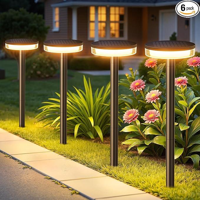 LETMY Solar Pathway Lights Outdoor, 6 Pack 2X Brighter Solar Lights Outdoor by Letmy