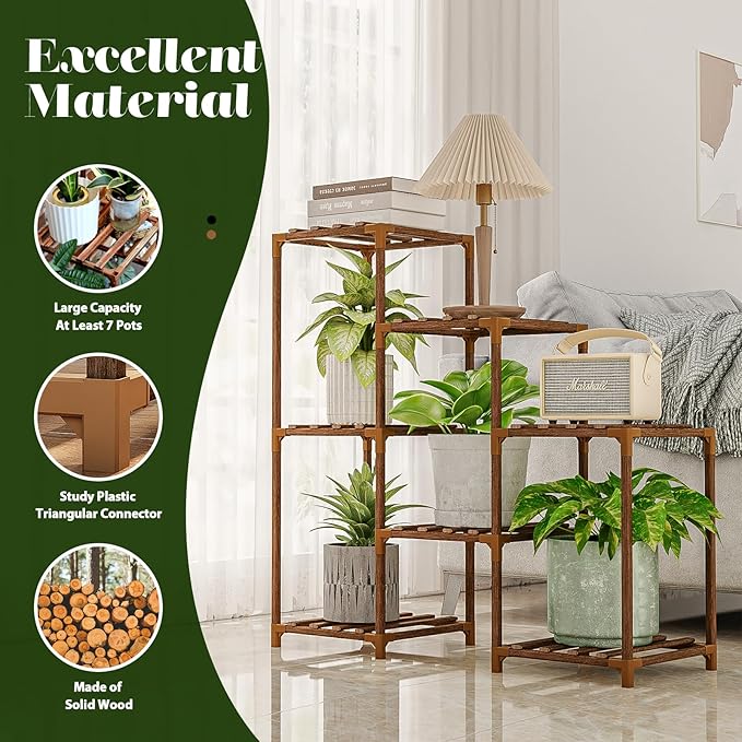Plant Stand Indoor Outdoor Wood Plant Shelf - Image 6