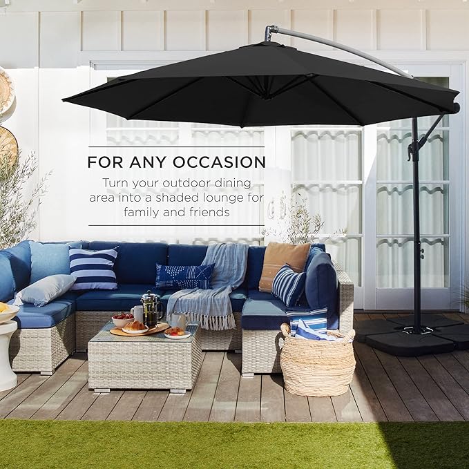 Best Choice Products 10ft Offset Hanging Market Patio Umbrella w/Easy Tilt - Image 3