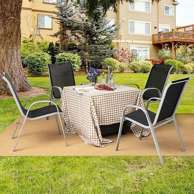 Giantex Set of 4 Patio Chairs, Stackable Outdoor Dining Chairs, 330 LBS Capacity - Image 2