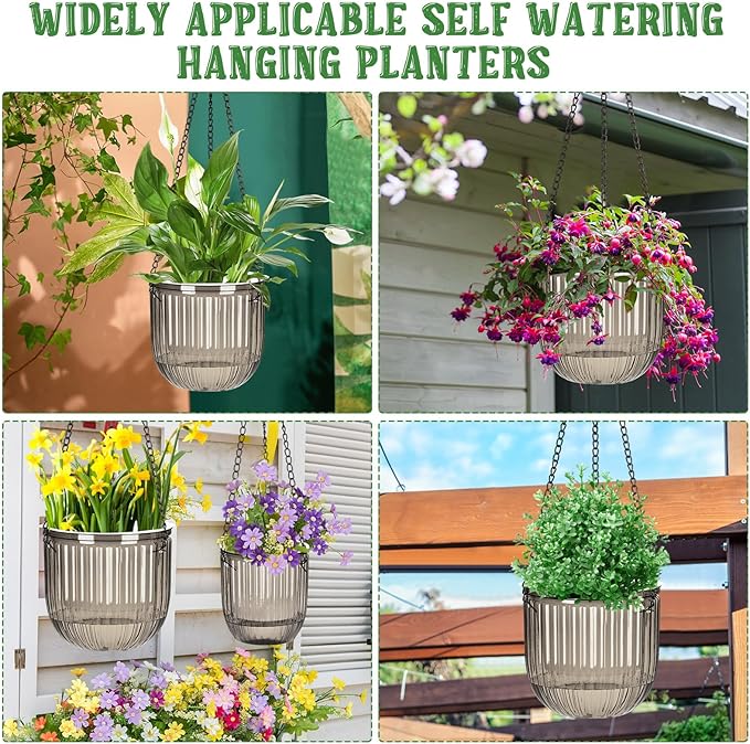 Maxcheck 4 Pcs Self Watering Hanging Planters Indoor Gift 6.5'' 4.5'' Hanging - Image 7