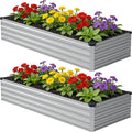 8x2x1 ft Galvanized Raised Garden Bed, Outdoor Planter Box Metal Patio Kit by Zunatu