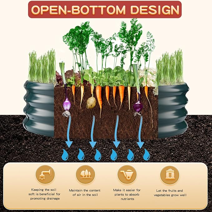 Durable Round Steel Raised Garden Bed Painted - Image 2