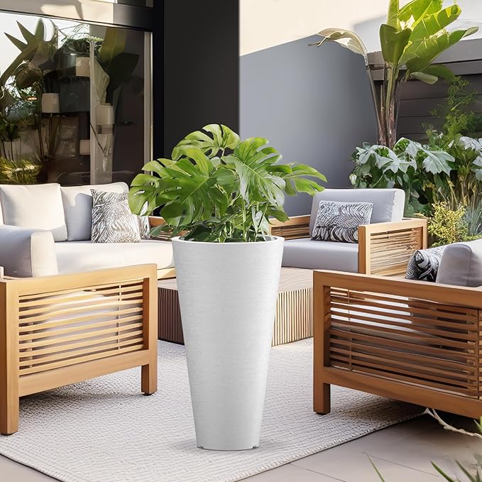 Kante Tall Round Planter Set of 2, 29 Inch Tall Decorative Planter Pots - Image 8