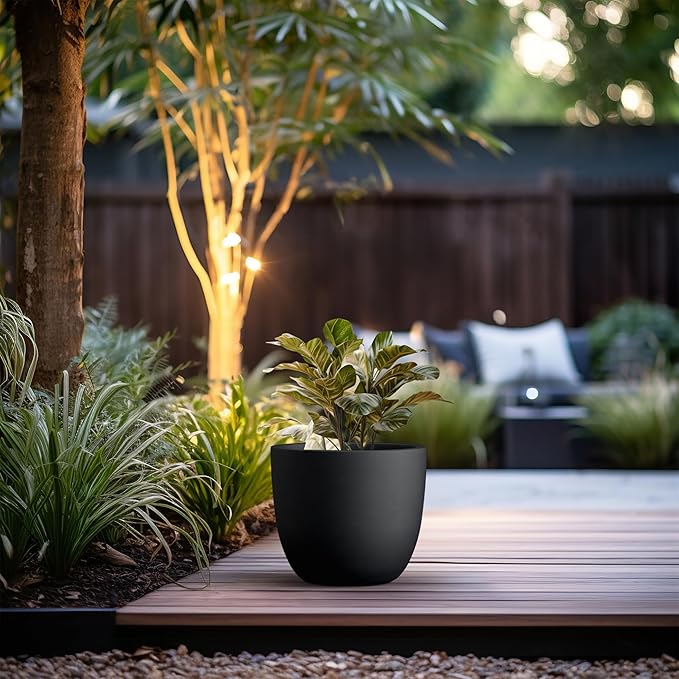 Kante 14 Inch Dia Round Concrete Planter, Indoor Outdoor Large Plant Pot - Image 3
