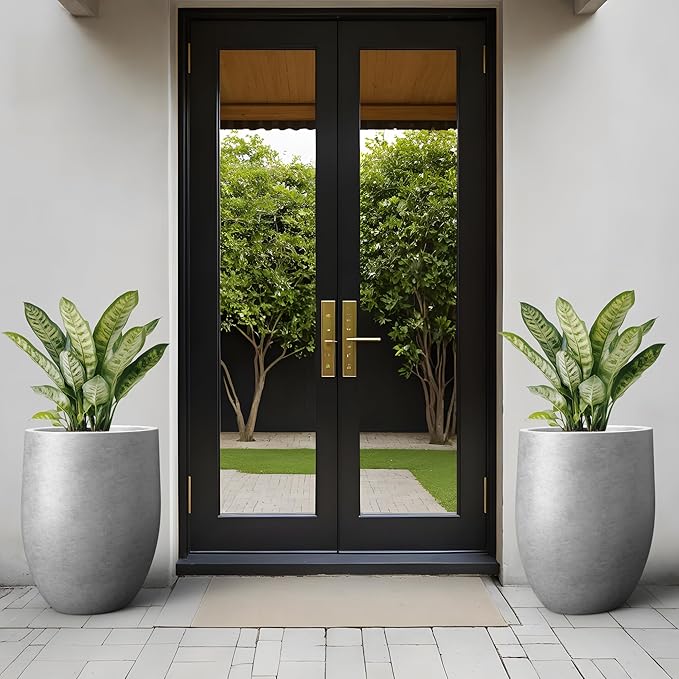 Kante Tall Concrete Planter, 21.7-Inch Height Gray Large Indoor Outdoor Plant - Image 3