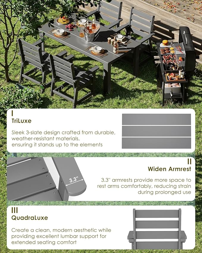 GREENVINES 7-Piece Outdoor Dining Set | HDPE | Patio Table and Chairs Sets - Image 6