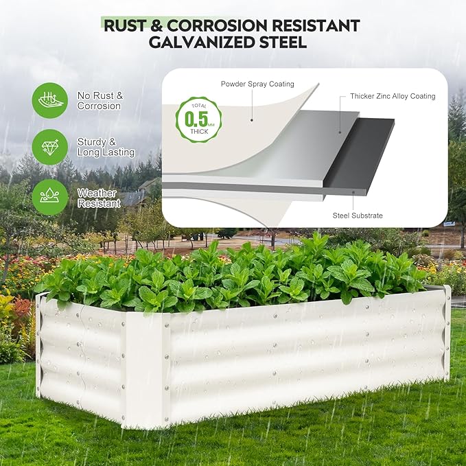 ZORMY 2 Pcs 4x2x1ft Galvanized Raised Garden Bed Outdoor, Metal Planter Boxes - Image 4