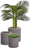 Keter Cylinder Set of 3 Rattan Resin Planter by Keter