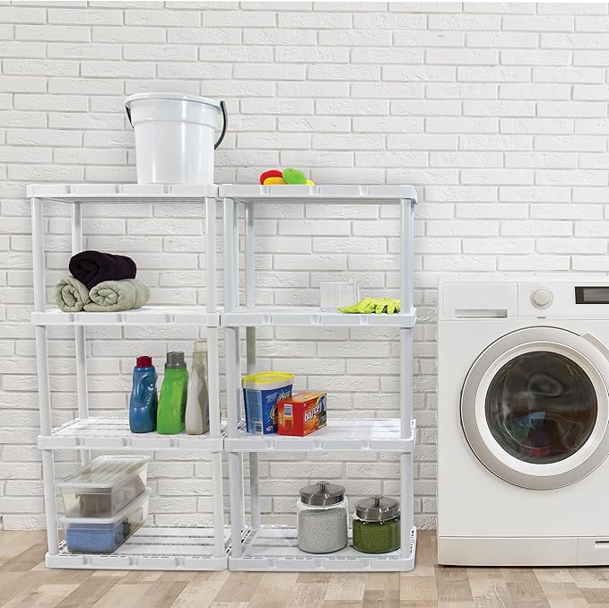 Gracious Living 3 Pack Light Duty Storage Shelves, Knect-A-Shelf 4-Shelf - Image 2