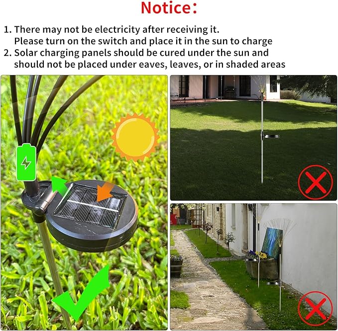 JJGoo Solar Firework Lights, 4 Pack 120 LEDs 2 Lighting Modes Solar Garden - Image 5