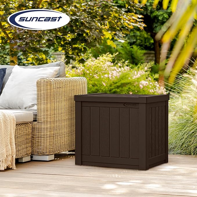Suncast 17 x 22 Inch Resin 22-Gallon Patio Storage Deck Box, Java Brown - Image 5