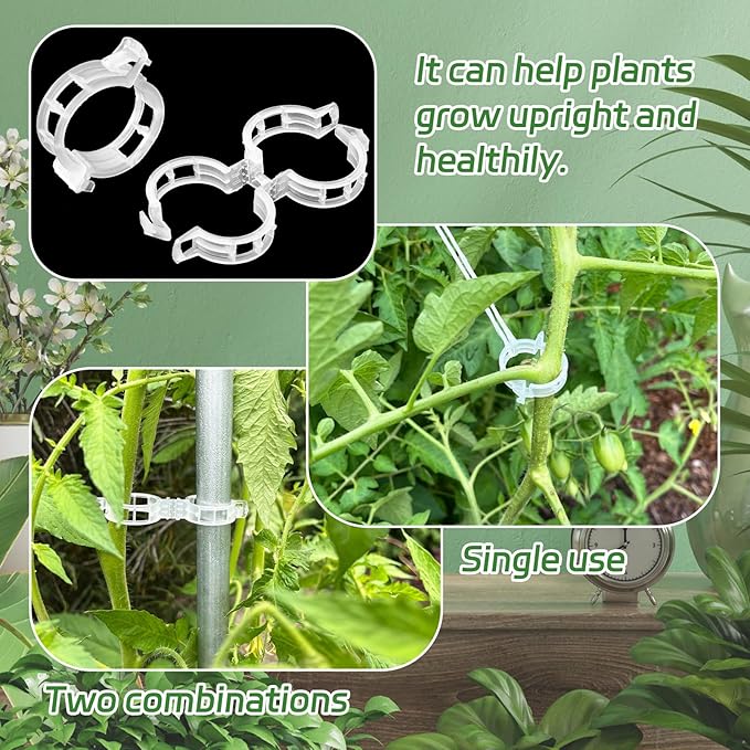 OJYUDD 400 Pcs White Plant Support Garden Clips, Plastic Tomato Vine Clips - Image 5