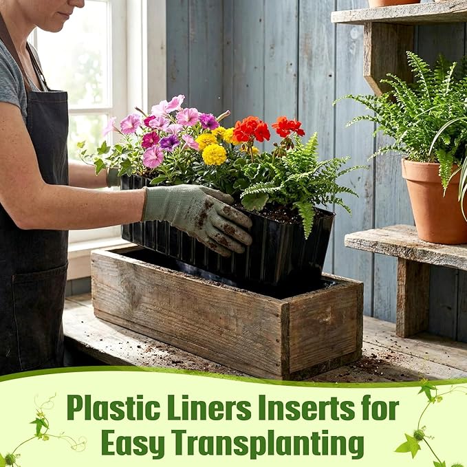 BreezeHug 36 Pcs Plastic Planter Liners Rectangular Plastic Inserts 10.5" x 3" - Image 6