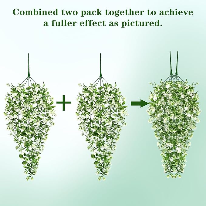 Waipfaru 4pcs Fake Hanging Plants, Artificial Hanging Flowers Faux Ivy Pothos - Image 4