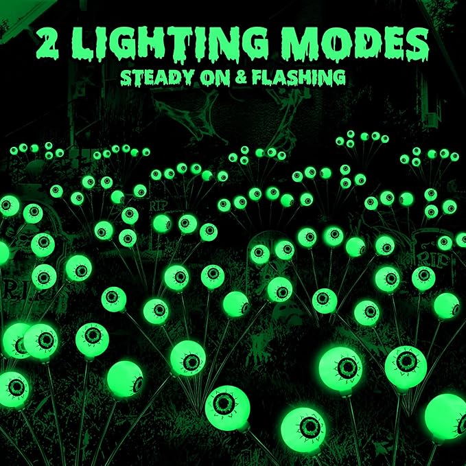 BrizLabs 4 Pack 24 LED Halloween Solar Lights, 2 Modes Outdoor Halloween - Image 2