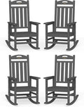 Oversized Outdoor Rocking Chairs Set of 4, High Back Porch Rocker Chair by Suunyn