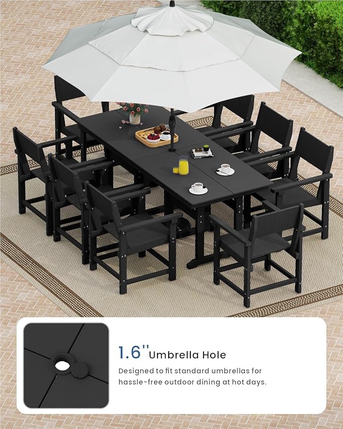 9-Piece Outdoor Dining Set, HDPE Weatherproof Patio Table and Chairs Set - Image 5