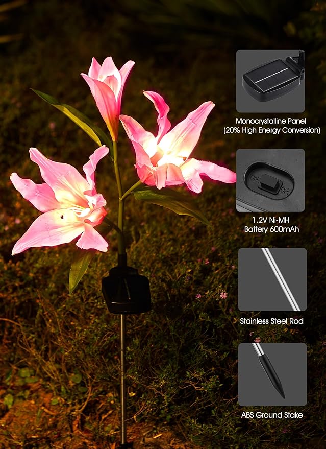 Brightown Solar Lights Outdoor, 4 Pack Solar Garden Lights - Image 4