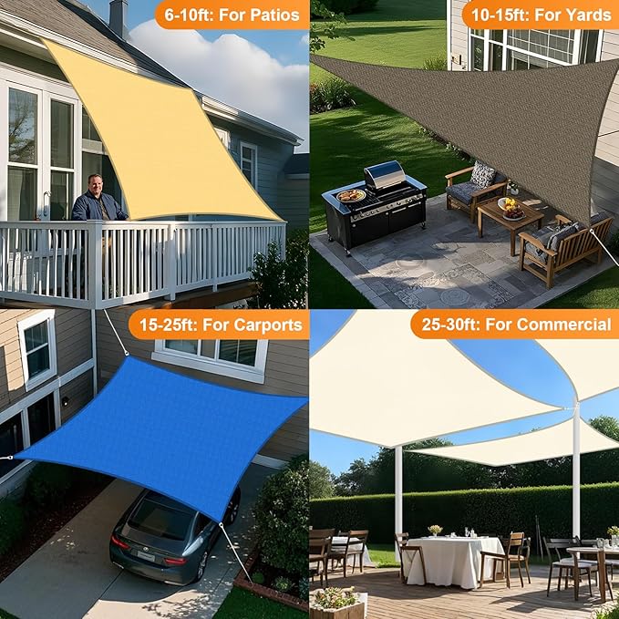 Artpuch Sun Shade Sails Canopy, 185GSM Shade Sail UV Block - Image 6