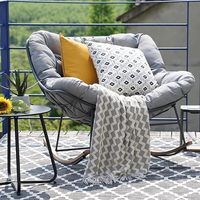 Grand patio Outdoor Rocking Chair, E-Coated Modern Cozy Lounge Rocker Chair - Image 5