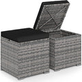 Tangkula 2 Pieces Patio Ottomans, Patiojoy Hand-Woven PE Rattan Side Table by TANGKULA