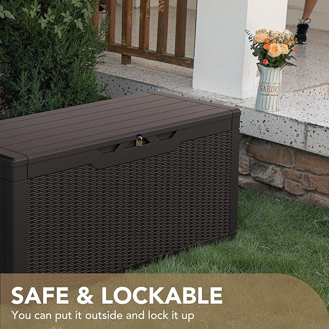 Devoko 100 Gallon Waterproof Large Resin Deck Box Indoor Outdoor Lockable - Image 5