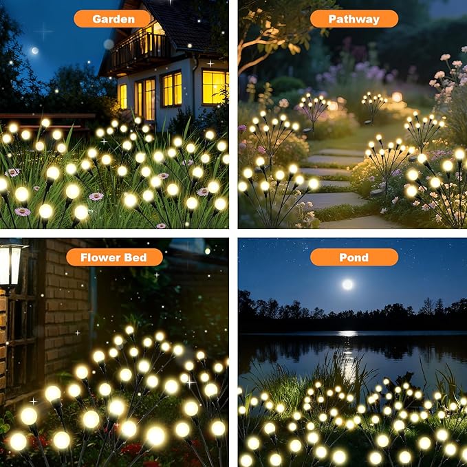 ALSO GO Solar Lights Outdoor, 6 Pack 48 LEDs Firefly Lights, Waterproof Solar - Image 4