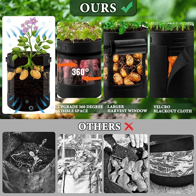 3 Pack 10 Gallon 360° Visibility Potato Grow Bags - Image 5