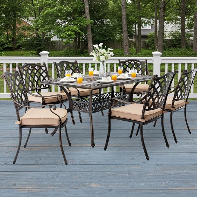 7-Piece Cast Aluminum Patio Furniture, Patio Dining Set - Image 2