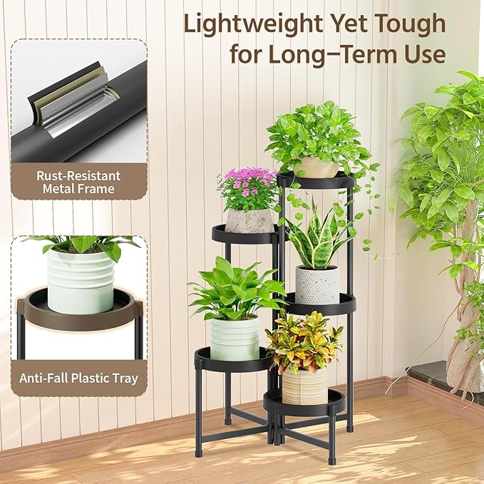 LASZOLA 5 Tiered Folding Plant Stand Indoor - Image 6