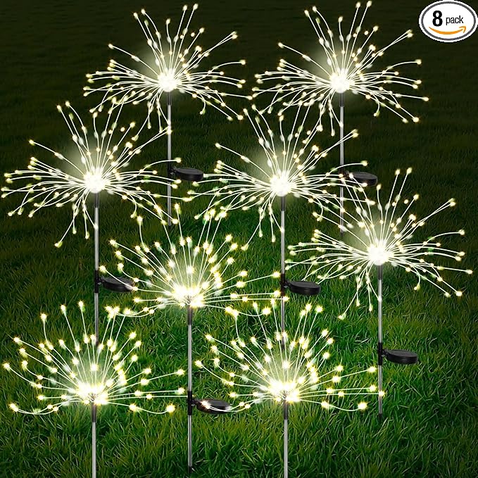 FOOING 8 Pack Solar Garden Lights Solar Firework Lights Waterproof, 200 LED by FOOING