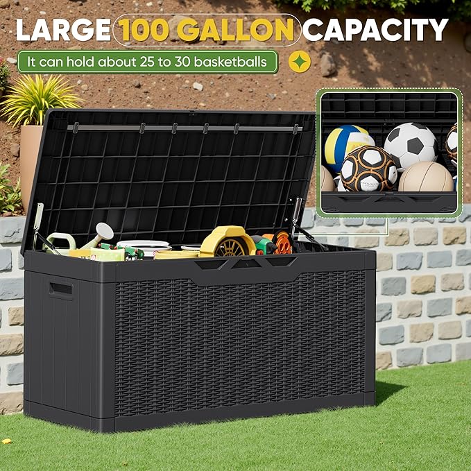 Greesum Outdoor Storage Box 100 Gallon Storage Bin - Image 4