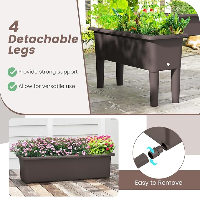 Giantex Raised Garden Beds Outdoor Set of 2, Self-Watering Planter Box - Image 6
