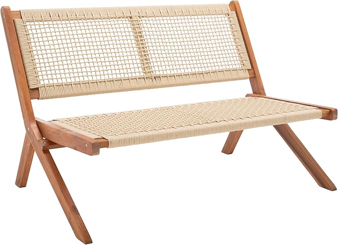 SAFAVIEH Outdoor Collection Kobina Natural Acacia Wood/Natural Rope Foldable - Image 4
